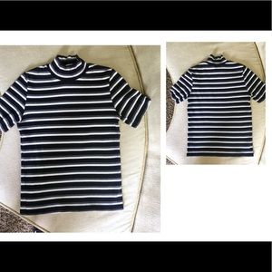 AnnTaylor Black & White Mock Turtleneck Small